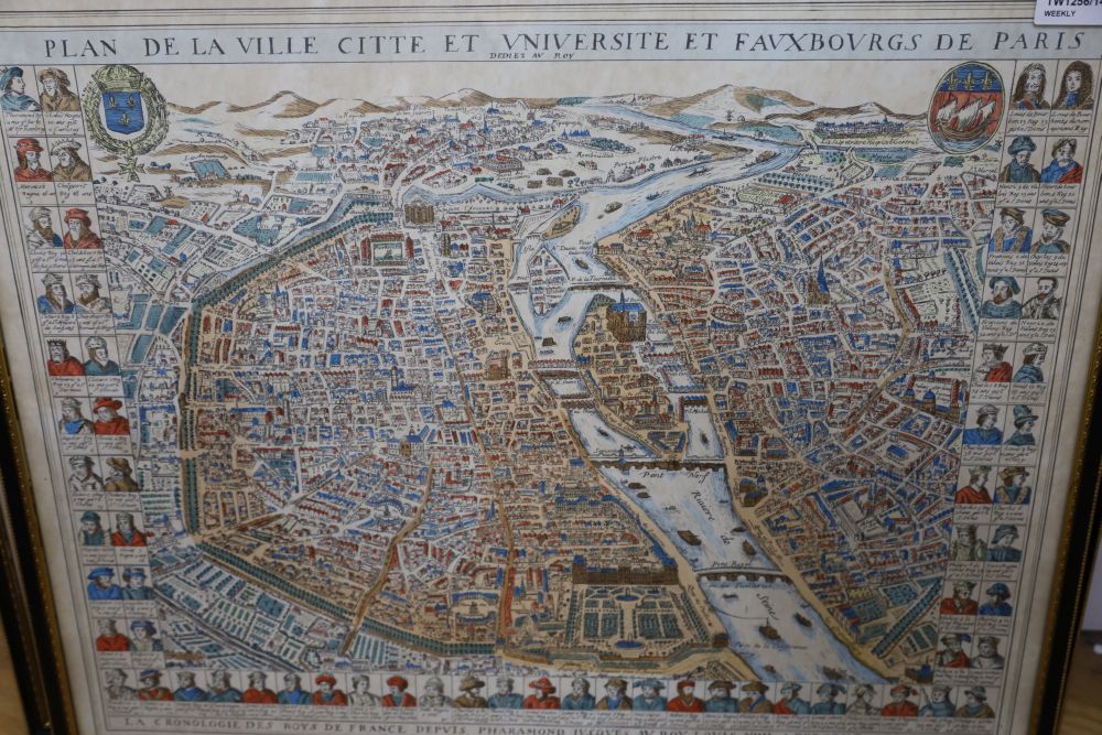 Kip after Badslade & Harris, an engraving of Penshurst from the History of Kent and three framed maps,